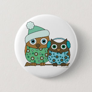 Snow Owls Pinback Button