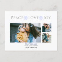 Snow Peace Love Joy Multiple Photo Typography Holiday Postcard
