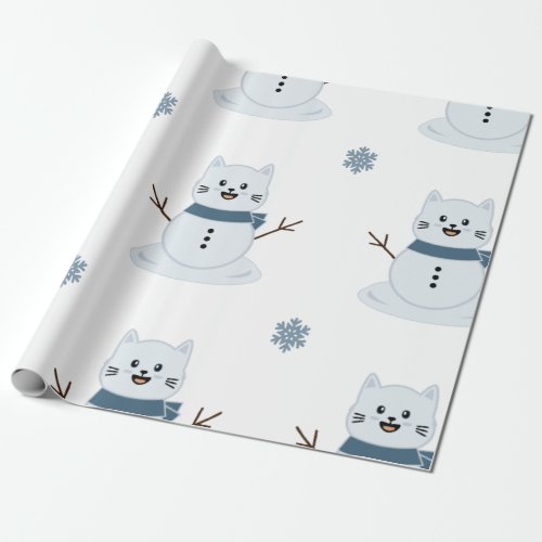 Snow Pet Kitty Wrapping Paper