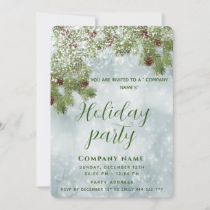 Snow pine branch holiday party corporate invitatio invitation
