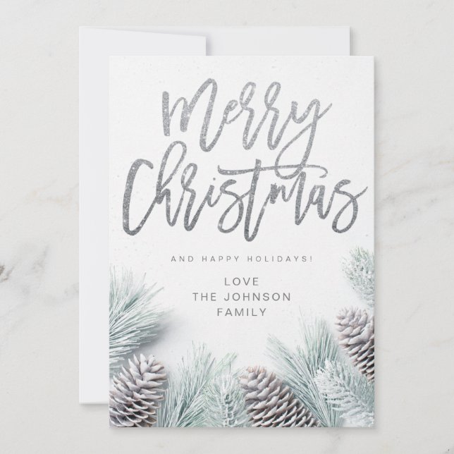 Snow Pine & Leaf Merry Christmas (Front)