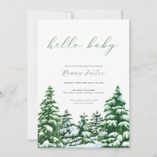 Snow Pine Trees Winter Baby Shower Invitation