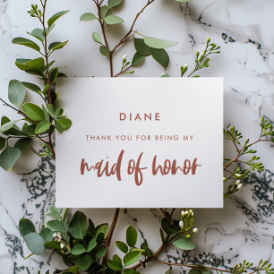 Snow pink Maid of honor thank you text card