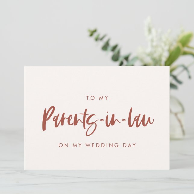 Snow pink To my parents in law wedding day Invitation (Standing Front)