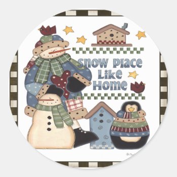 Snow Place Like Home Classic Round Sticker by christmas_tshirts at Zazzle