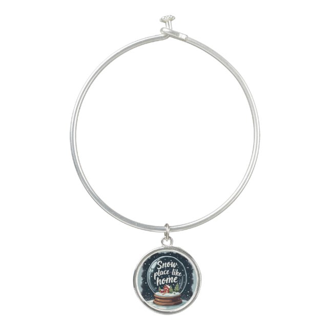 Snow Place Like Home Holiday Quote Bangle Bracelet (Front)