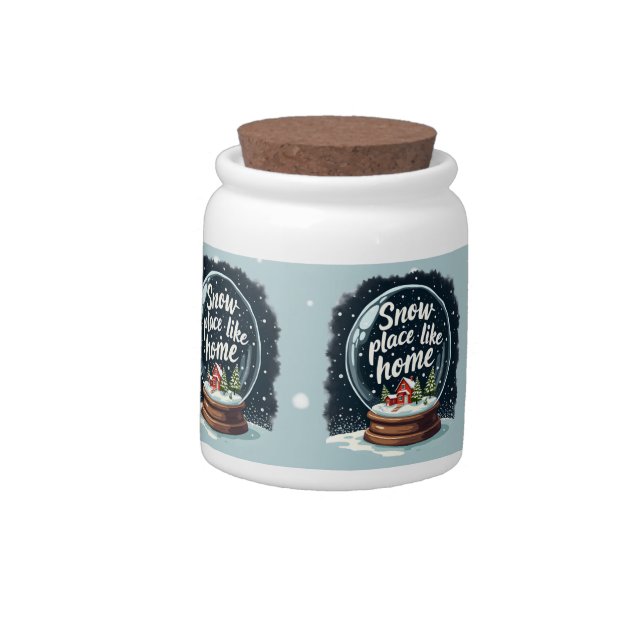 Snow Place Like Home Holiday Quote Candy Jar (Left)