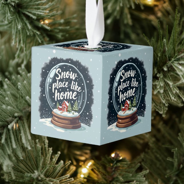 Snow Place Like Home Holiday Quote Cube Ornament (Tree)