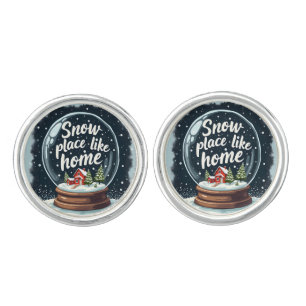 Snow Place Like Home Holiday Quote Cufflinks