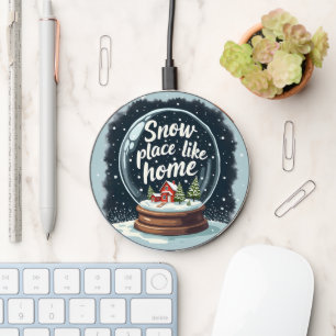 Snow Place Like Home Holiday Quote Wireless Charger