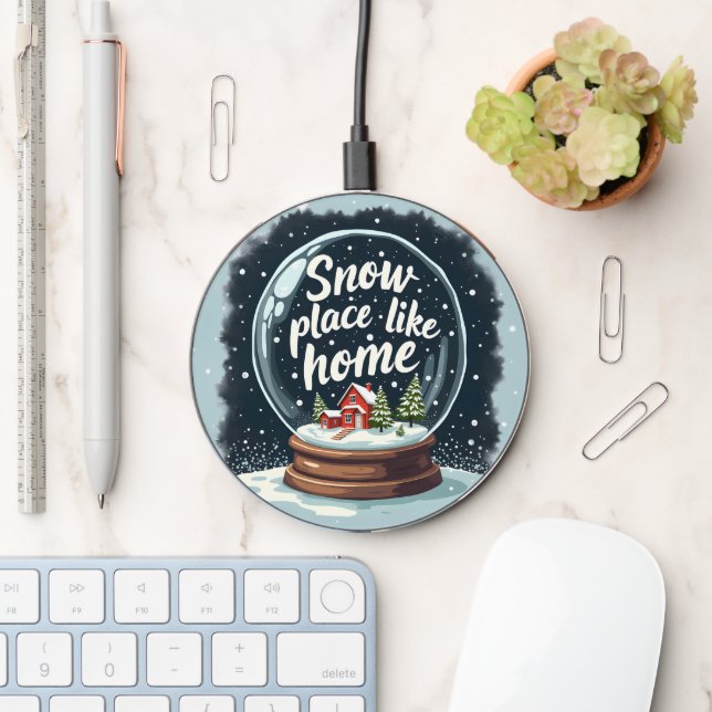 Snow Place Like Home Holiday Quote Wireless Charger (Desk)