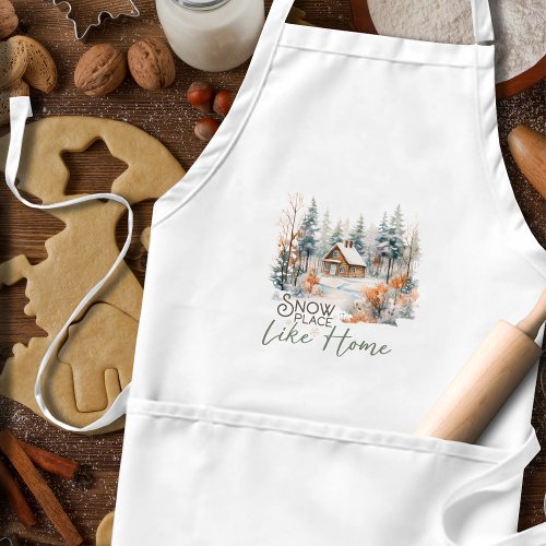 Snow Place Like Home Mountain Cabin Christmas Adult Apron