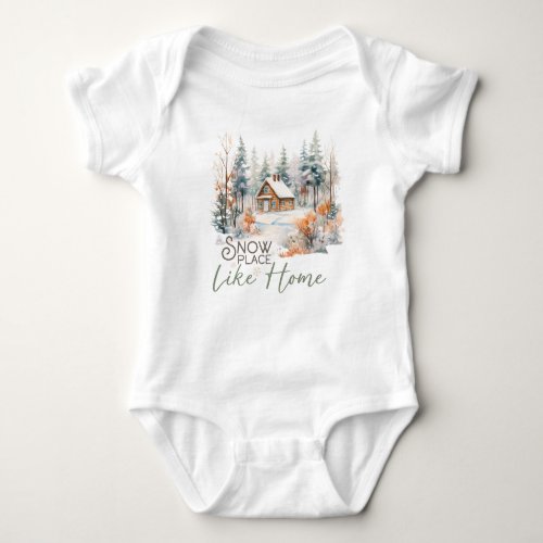 Snow Place Like Home Mountain Cabin Christmas Baby Bodysuit
