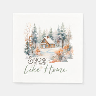 Snow Place Like Home, Mountain Cabin Christmas Napkins
