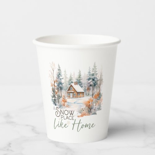 Snow Place Like Home Mountain Cabin Christmas Paper Cups