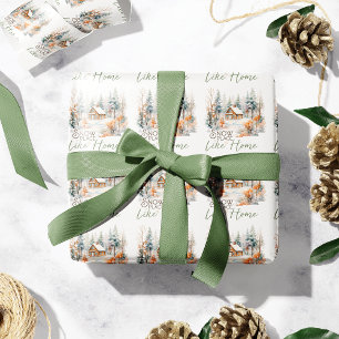 Snow Place Like Home, Mountain Cabin Christmas Wrapping Paper