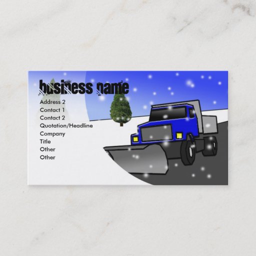 Customizable snow-plow-blue, Business Name, Address 2, Conta... Business Card Template