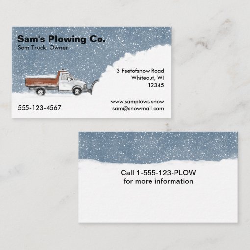 Snow Plow Business Pickup Truck Snow Removal Business Card Zazzle