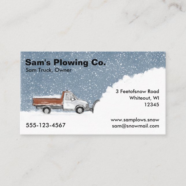 Snow Plow Business - Pickup Truck Snow Removal Card (Front)