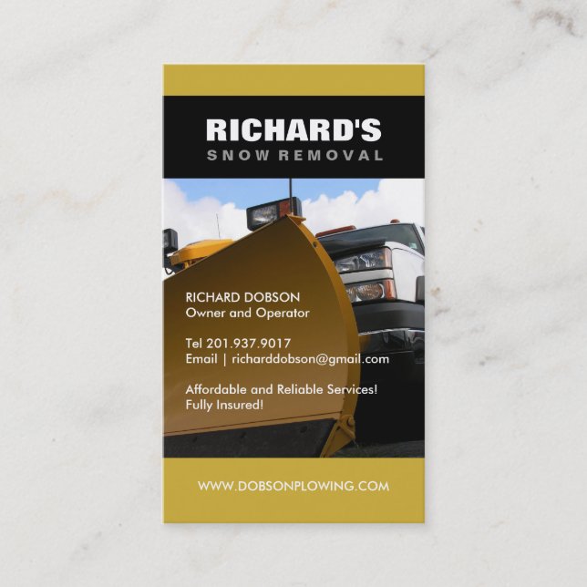 Snow Plow Company Business Card (Front)
