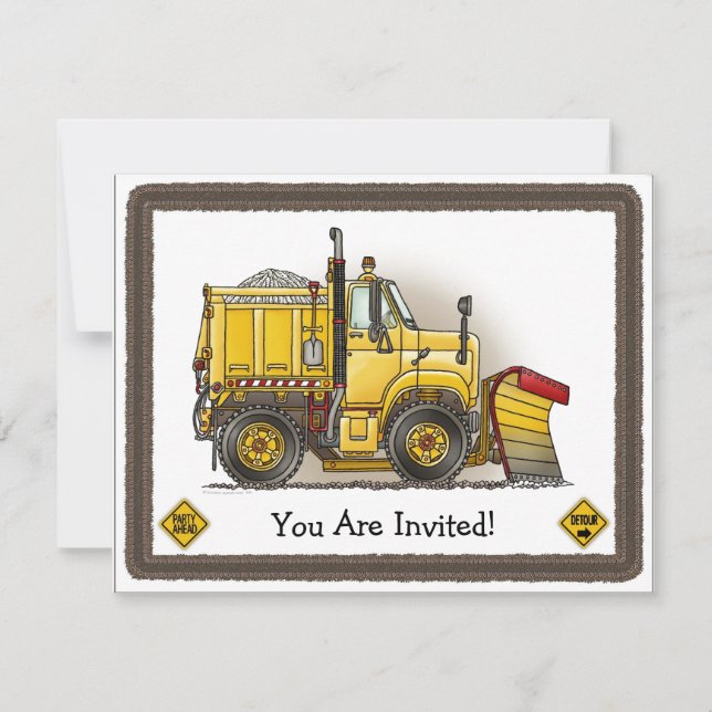 Snow Plow Construction Kids Party Invitation (Front)