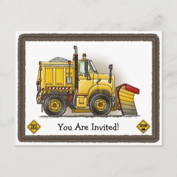 Snow Plow Construction Kids Party Invitation by justconstruction at Zazzle
