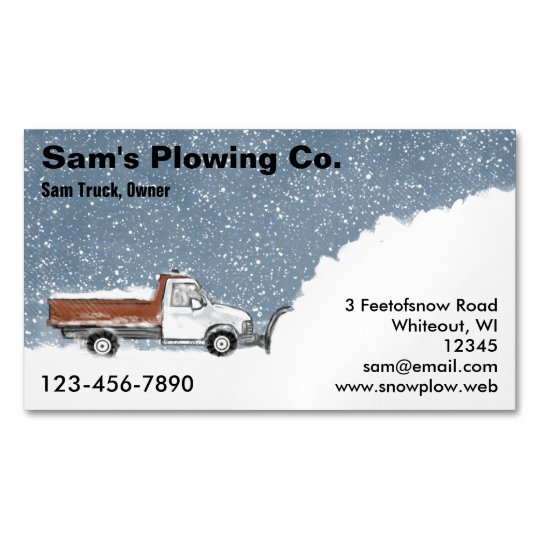 Snow Plow Plowing Service Snow Removal Magnetic Business Card Zazzle Snow Plowing Business Card Template