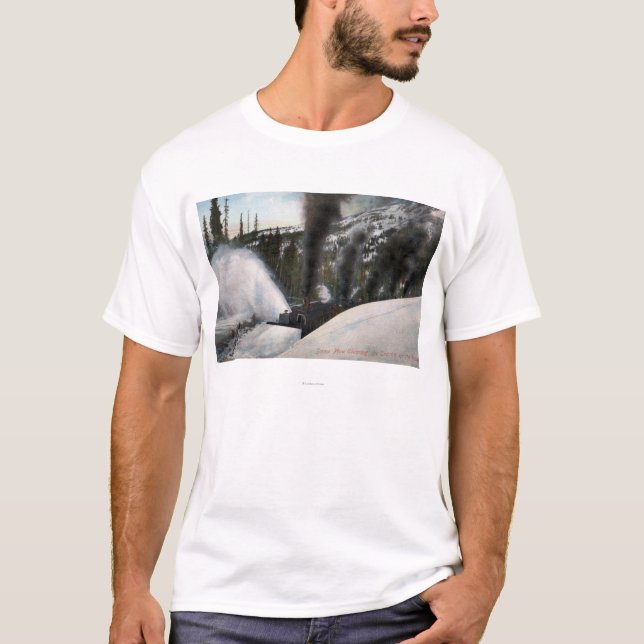 Snow Plow Railroad Clearing Tracks in Rocky T-Shirt (Front)