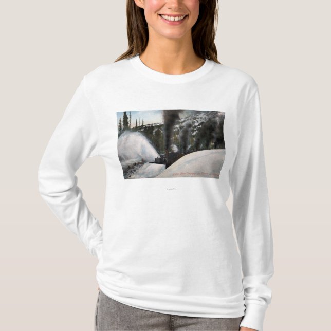 Snow Plow Railroad Clearing Tracks in Rocky T-Shirt (Front)