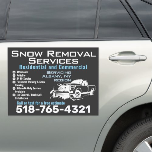 Snow Plow Service Black White Vehicle Magnet Signs