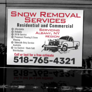 Snow Plow Service Magnetic Vehicle Silver Ad Sign
