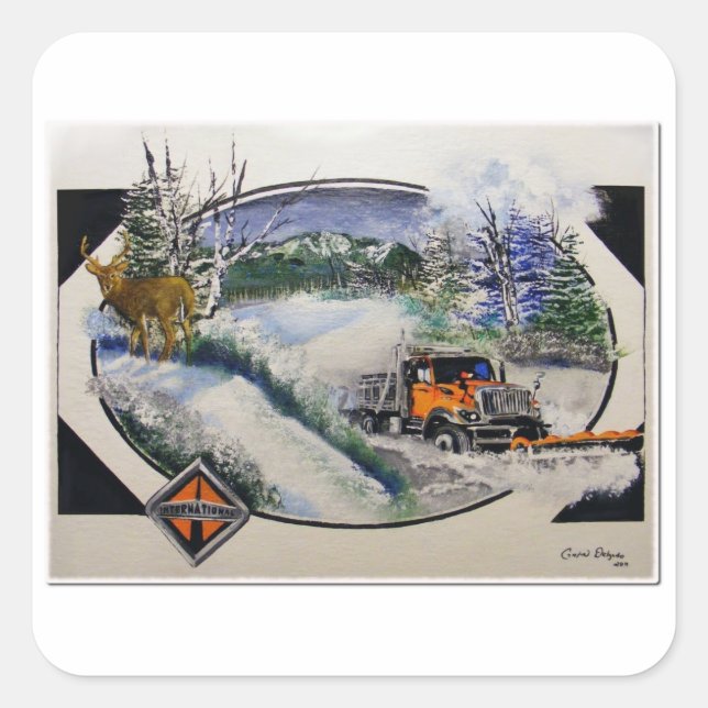 Snow PLow Square Sticker (Front)