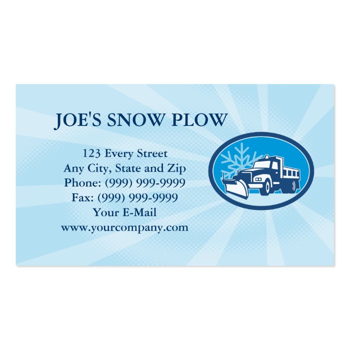 Snow Plow Truck Retro business card