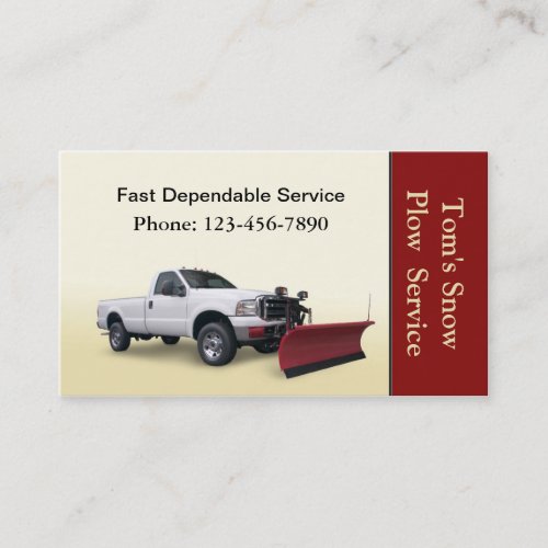 Snow Plow Truck Service Business Cards