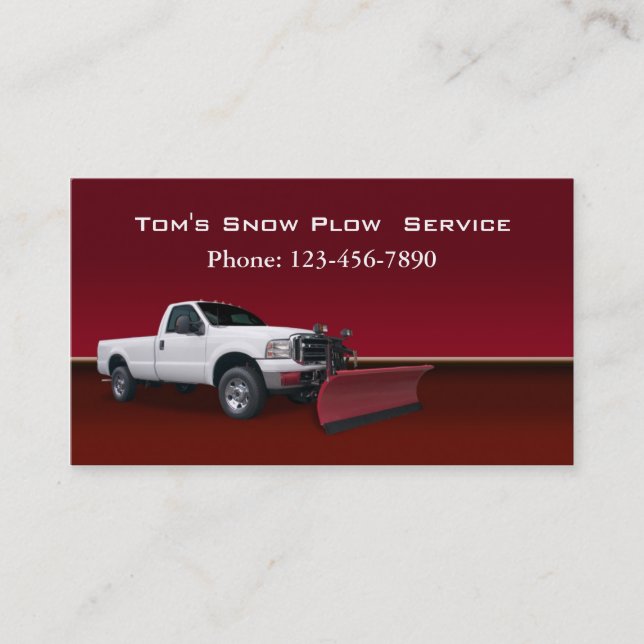 Snow Plow Truck Service Business Card (Front)