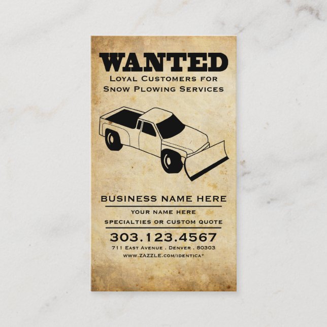 snow plow wanted poster stamp card (Front)