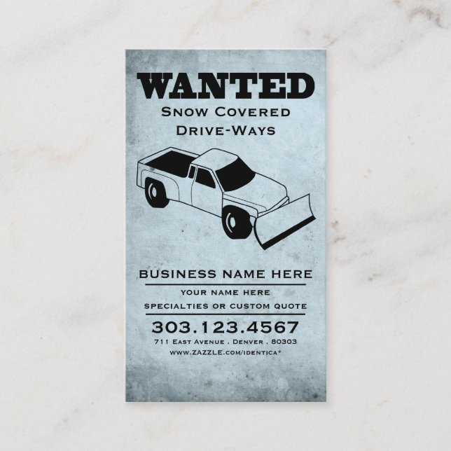 snow plow wanted poster stamp card (Front)