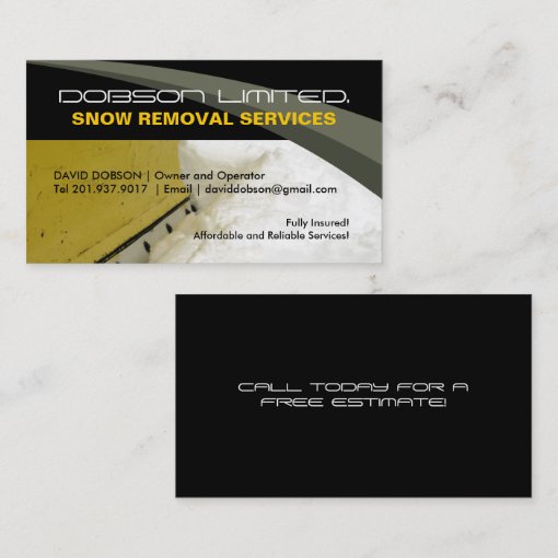 Snow Plowing Business Card Zazzle