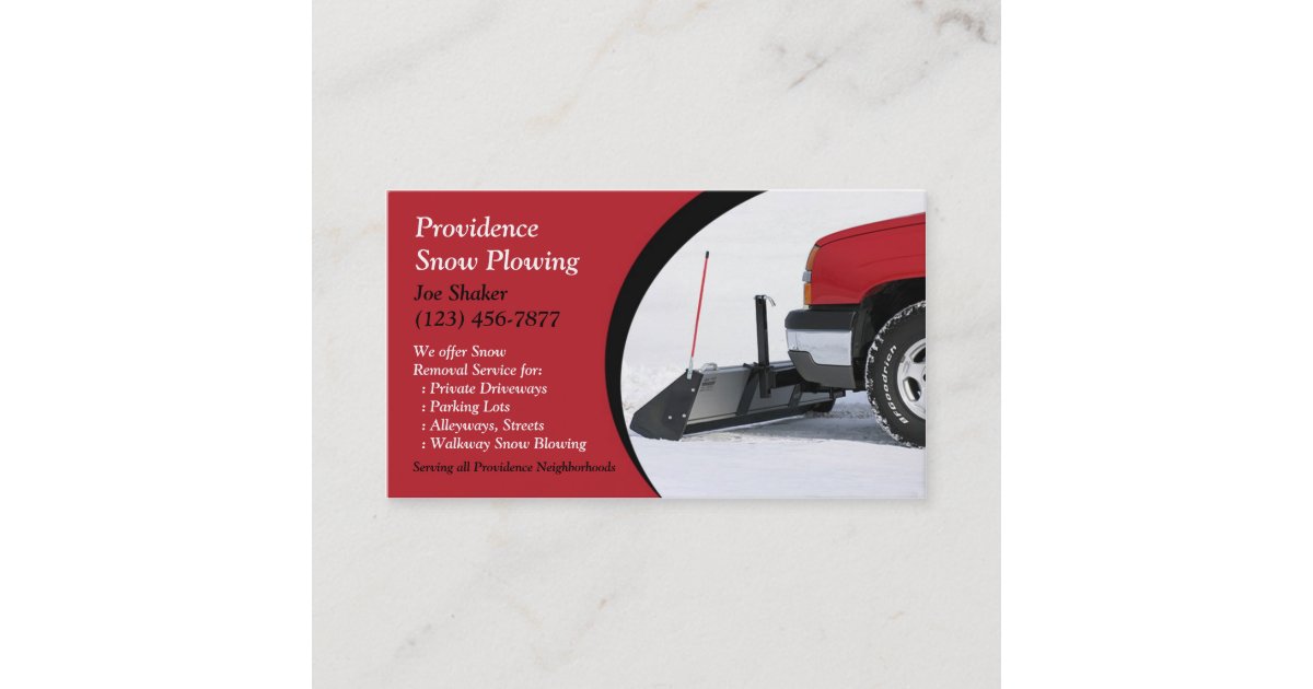 Snow Plowing Business Card Zazzle