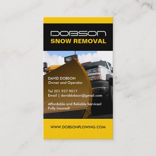 Customizable Snow Plowing Business Card