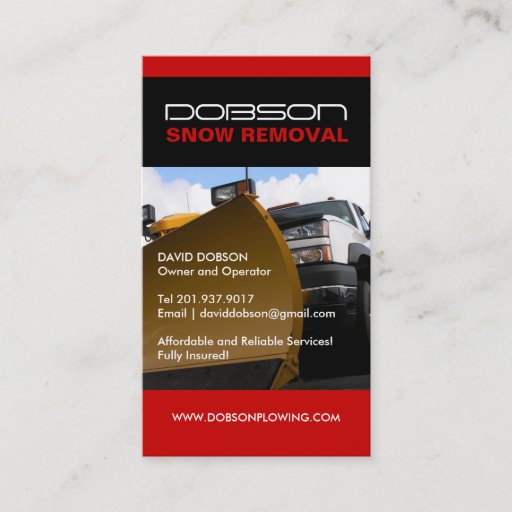 Customizable Snow Plowing Business Card