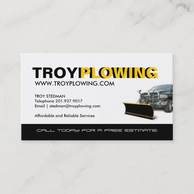 Snow Plowing Business Card (Front)