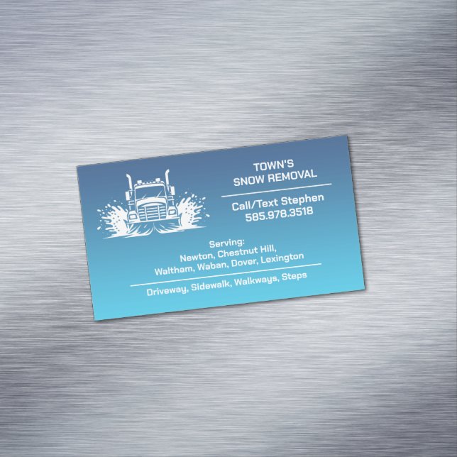 Snow Plowing Business Card Magnet (In Situ)