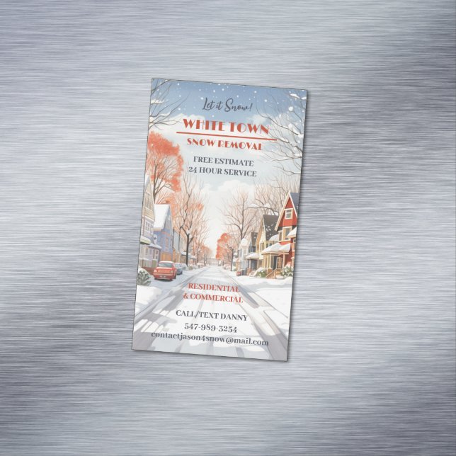 Snow Plowing Business Card Magnet (In Situ)