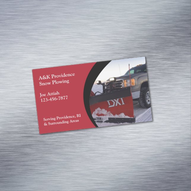 Snow Plowing Business Card Magnet (In Situ)