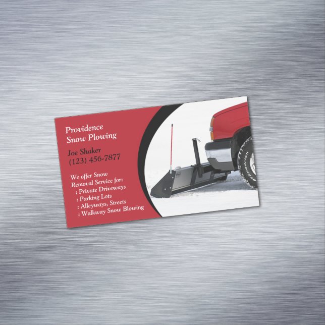 Snow Plowing Business Card Magnet (In Situ)