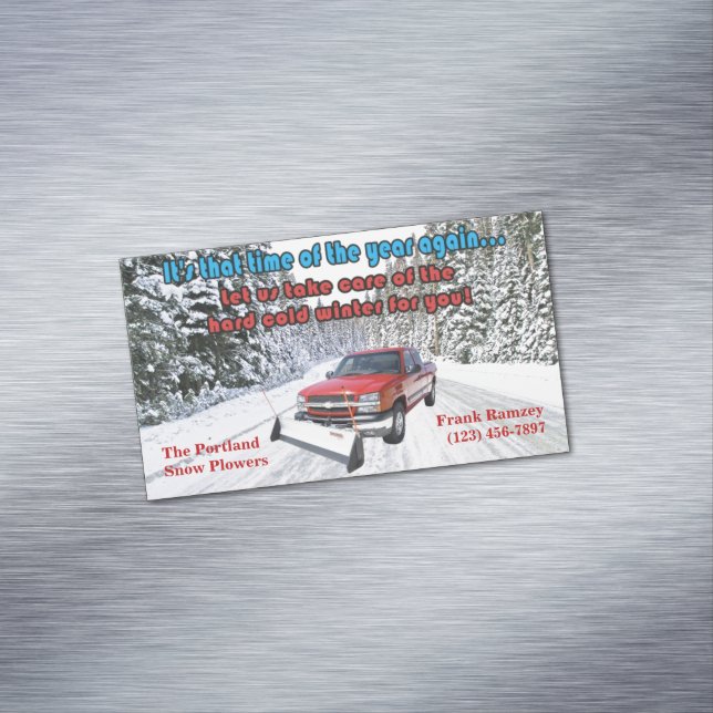 Snow Plowing Business Card Magnet (In Situ)