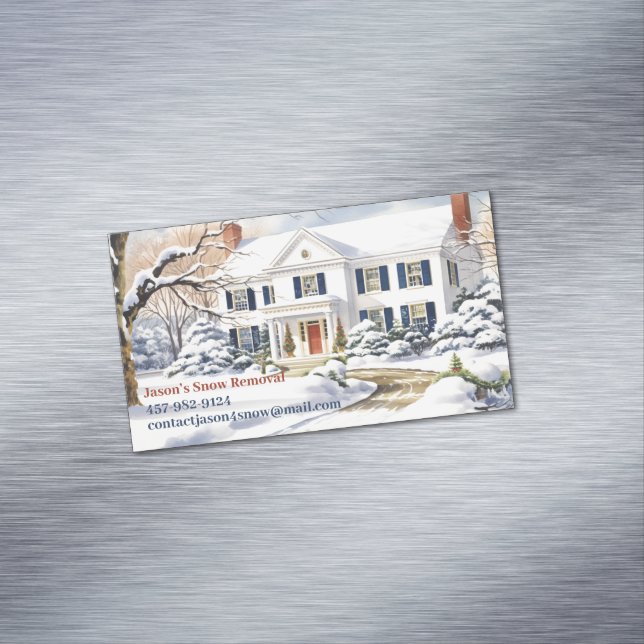Snow Plowing Business Card Magnet (In Situ)