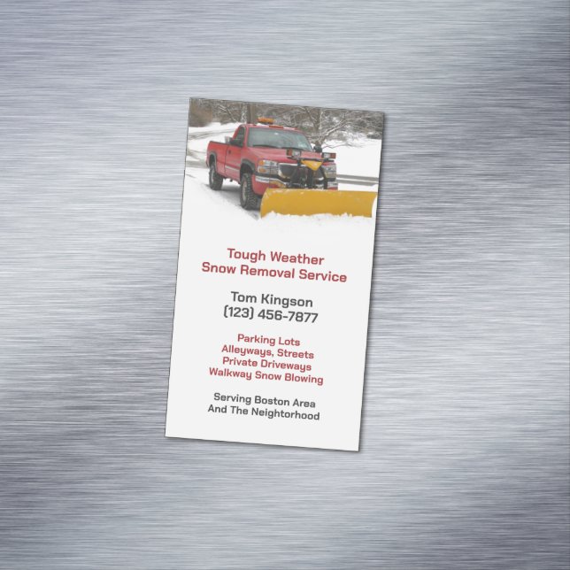Snow Plowing Business Card Magnet (In Situ)