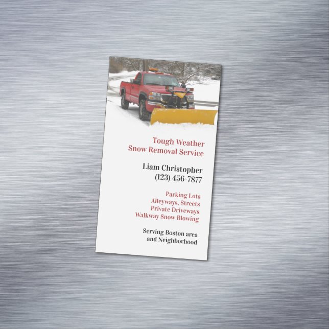 Snow Plowing Business Card Magnet (In Situ)